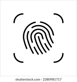 Icono de huella digital. Concepto de autenticación de seguridad digital en fondo blanco