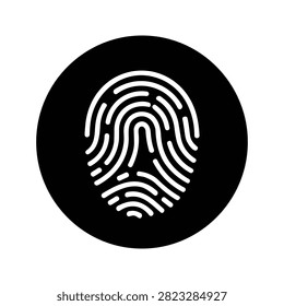 Fingerprint icon displayed in a black circle on transparent background ideal for security branding and biometric app interfaces