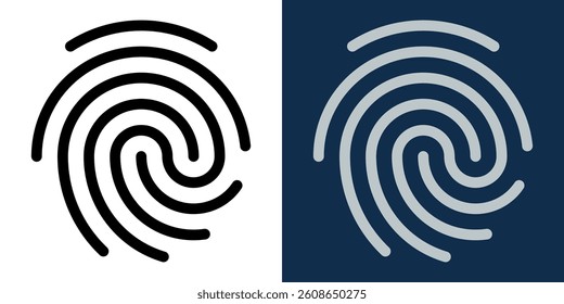 Fingerprint icon. Editable Stroke. Biometric security ID icon for personal authentication, user recognition, privacy access system, digital protection interface design. Minimalist fingerprint symbol