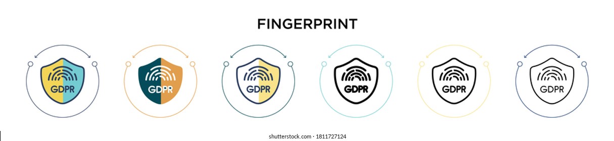 Fingerprint icon in filled, thin line, outline and stroke style. Vector illustration of two colored and black fingerprint vector icons designs can be used for mobile, ui, web