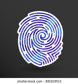 Fingerprint icon finger print vector id theft macro stamp.