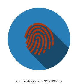 Fingerprint Icon. Flat Circle Stencil Design With Long Shadow. Vector Illustration.
