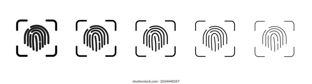 Fingerprint icon flat illustration set logo