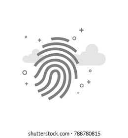 Fingerprint icon in flat outlined grayscale style. Vector illustration.