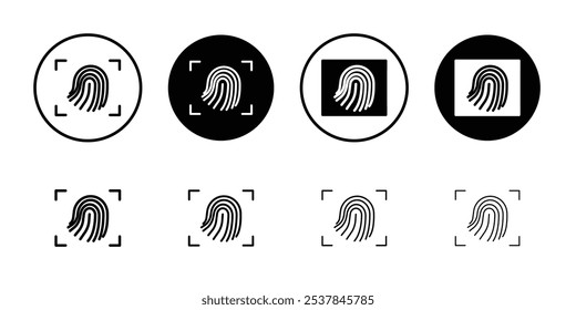 Ícone de impressão digital Conjunto de contornos simples plano