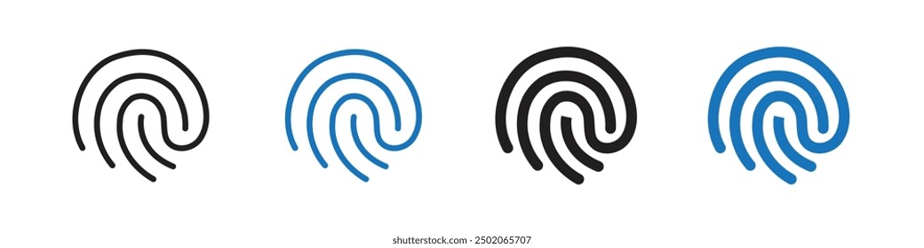 Fingerprint icon Flat symbol set outline