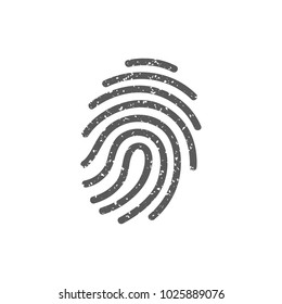 Fingerprint icon in grunge texture. Vintage style vector illustration.