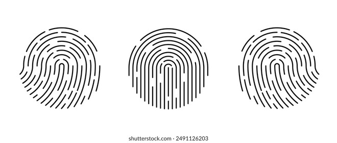 Fingerprint icon. Fingerprint icons set. Biometric data. Fingerprint scanning icon.  Security logo. Vector illustration 