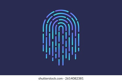 Fingerprint icon. ID app icon on blue background