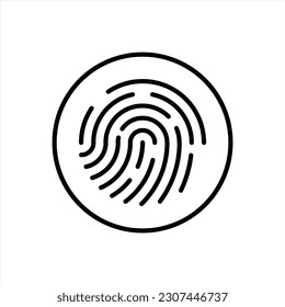 Fingerprint icon. Fingerprint identification icon for apps and websites with transparent background PNG.