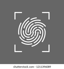 Fingerprint icon. Identification symbol. Vector illustration, flat design.