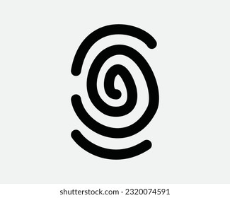 Fingerprint Icon. Identity Biometric Security Password ID Secure Access Scan. Black White Sign Symbol Illustration Artwork Graphic Clipart EPS Vector