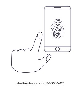 Fingerprint icon isolated. Identification symbol. Biometric authorization. Concept Cyber security. Fingerprint types vector set. Id app vector line sign.