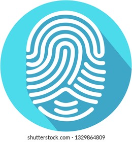 Fingerprint icon for logo or app. Icon vector with long shadow. Flat design style.