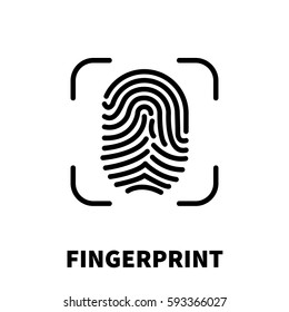 Fingerprint icon or logo in modern line style. High quality black outline pictogram for web site design and mobile apps. Vector illustration on a white background.