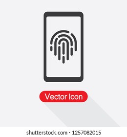 Fingerprint Icon On Mobile Phone Vector Illustration Eps10