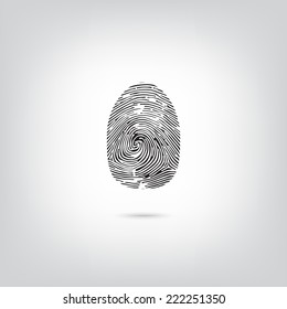 Fingerprint icon on white background with shadow under it. Concept of security for you and your business.