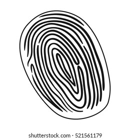 Fingerprint icon in outline style isolated on white background. Crime symbol stock vector illustration.