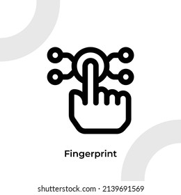 Fingerprint Icon with Outline Style, Vector Editable