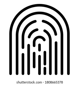 Icono de huella digital. Icono de vector de huella dactilar de contorno para diseño web aislado en fondo blanco
