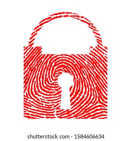 fingerprint icon in padlock silhouette.  flat stroke minimal modern individual vector logo illustration. isolated on white background. concept of press for personal biorhythm tracking and touchscreen id.