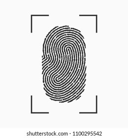 Fingerprint icon. Print of finger with frame isolated on white background. Vector.