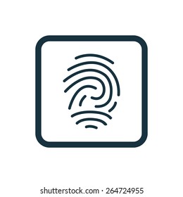 fingerprint icon Rounded squares button, on white background 