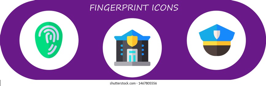 fingerprint icon set. 3 flat fingerprint icons.  Simple modern icons about  - police