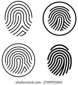 Conjunto de iconos de huellas dactilares para seguridad biométrica e identidad digital.