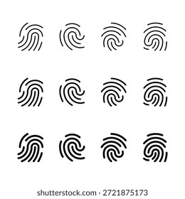 Conjunto de iconos de huellas dactilares Vector de línea de seguridad biométrica