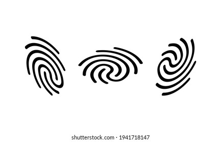 Fingerprint icon set in black. Science security crime anatomy identity. Fingerprint symbol Vector EPS 10