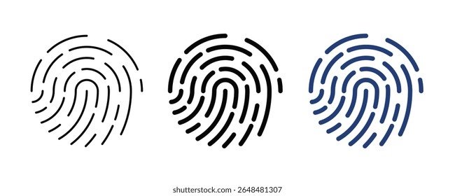 Fingerprint Icon Set Editable Design. Finger print logo, symbol.