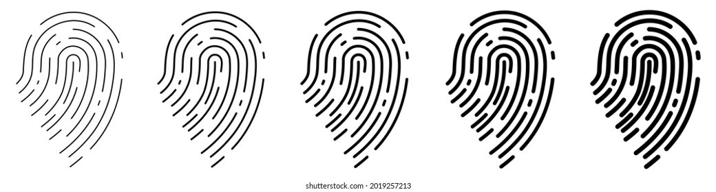 Fingerprint icon. Set of fingerprints. Concept of fingerprint recognition. Black vector icon