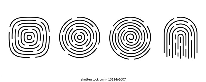Fingerprint icon set for ID application. Vector symbol