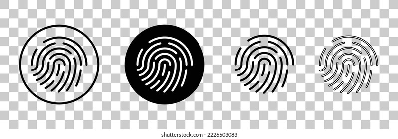Juego de iconos de huellas digitales. Icono de identificación de huellas digitales para aplicaciones y sitios web. Ilustración del vector