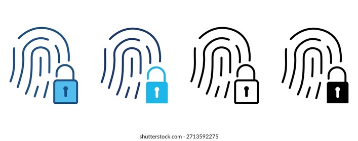Conjunto de iconos de huellas dactilares con múltiples estilos. Ilustración vectorial