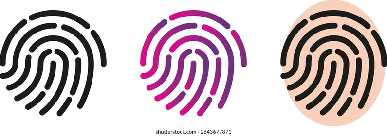 Fingerprint Icon Set – Personal ID and Touch Verification Symbols
