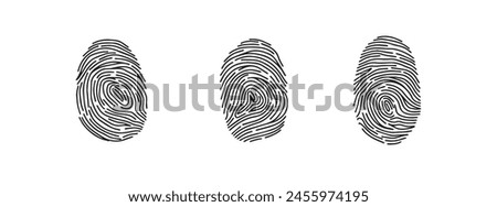 Fingerprint icon set, print hand drawn doodle style. Outline print finger. Vector illustration