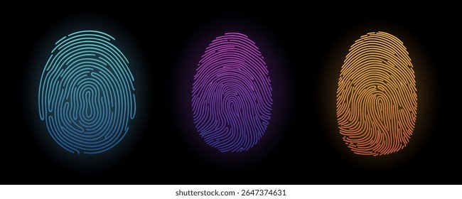 Fingerprint icon set. Touch id icon finger vector in gradient style isolated on background