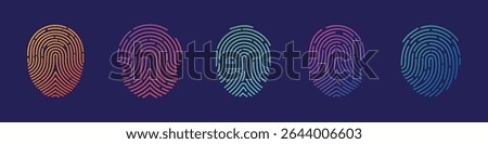 Fingerprint icon set. Touch id icon finger vector in gradient style isolated on background