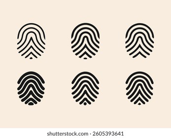 Fingerprint Icon Set – Unique Digital Identity Symbols.