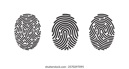 Fingerprint icon set vector isolated on white background