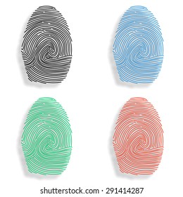 fingerprint icon with shadow - colored vector set
