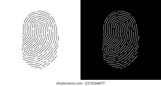 Fingerprint icon. Simple vector illustration on black and white background, vector 10 eps.