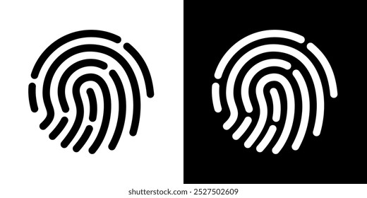 Ícone de impressão digital. Ilustração vetorial simples em fundo preto e branco, ícone vetorial.