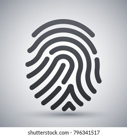 Fingerprint icon. Simple vector illustration on a light gray background