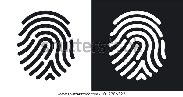 指紋のアイコン 白黒の背景に簡単なベクターイラスト のベクター画像素材 ロイヤリティフリー 1012206322
