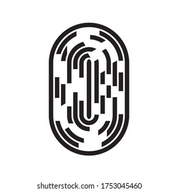icono de huella digital, vector de icono de tecnología