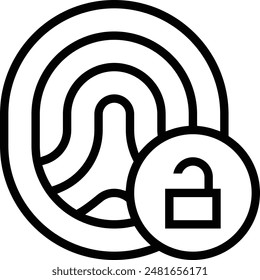 icono de huella digital. Diseño de estilo lineal delgado aislado sobre fondo blanco