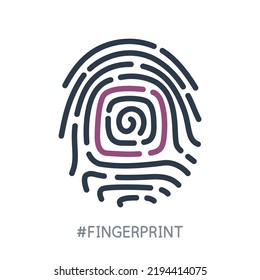 Fingerprint Icon. Touch ID sign, isolated on white background. Trendy unique identification symbol. EPS 10 Vector